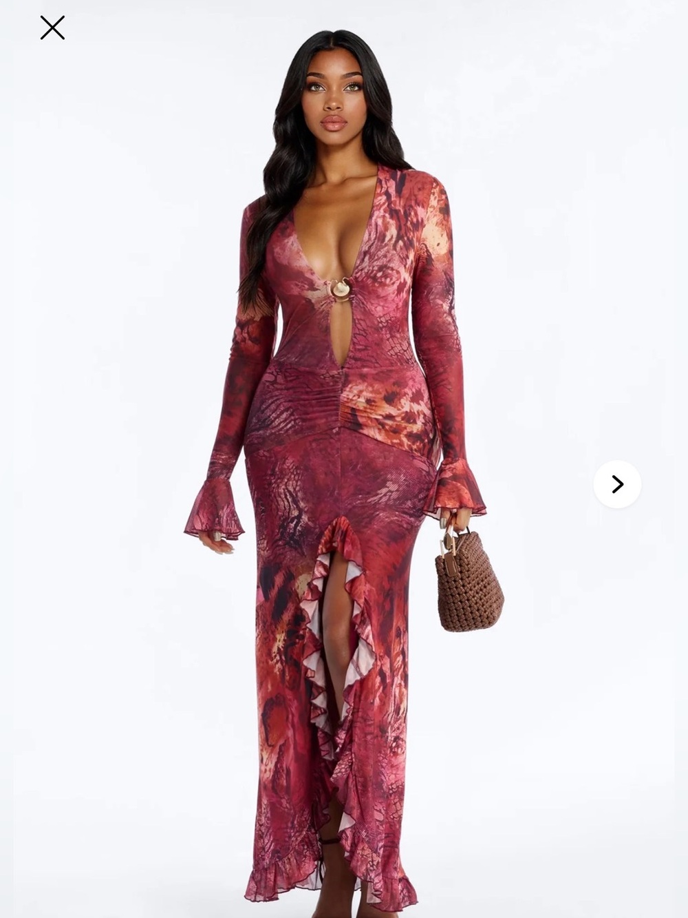 Long Sleeve Mesh Maxi Dress